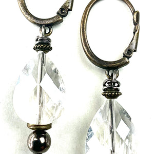 Latchback with Crystal Teardrop Dangle Earrings
