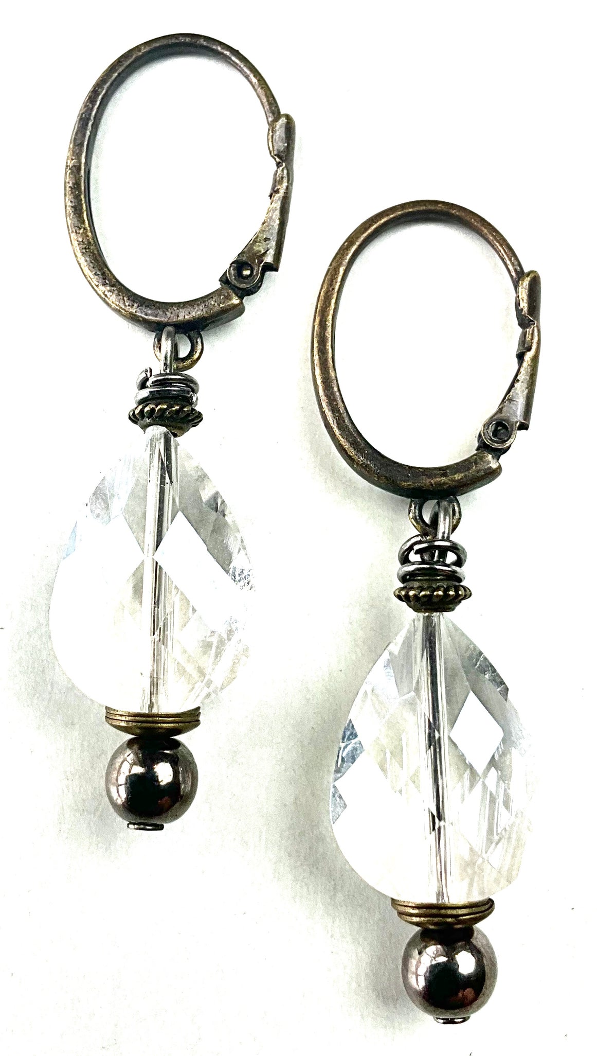 Latchback with Crystal Teardrop Dangle Earrings