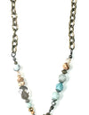 Beaded, Coin & Chain Dangle Front Toggle Necklace