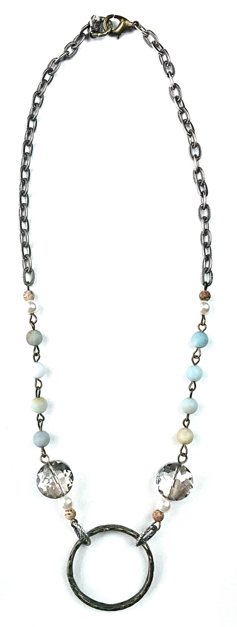 Necklace - short with circle center & beaded