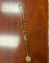 AC multi colored bead and gold link necklace with gold pendant