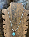 RR silver bead necklace African turquoise pendant