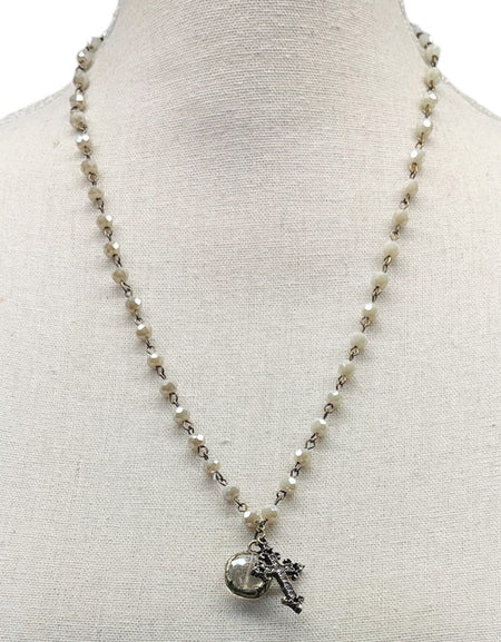 FC Ivory Necklace with Round and Cross Pendant