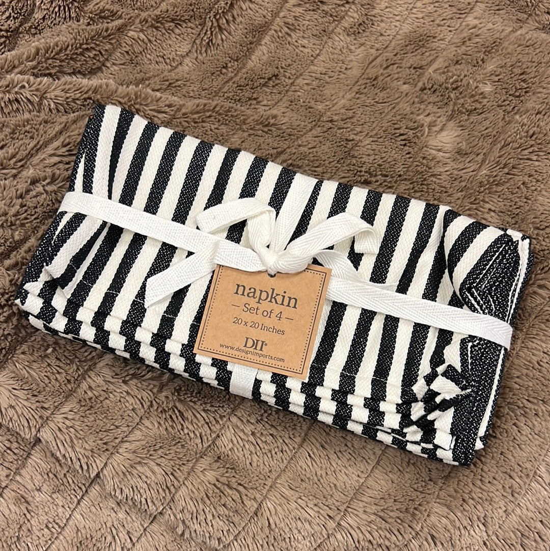 Black Petite Stripe Napkin