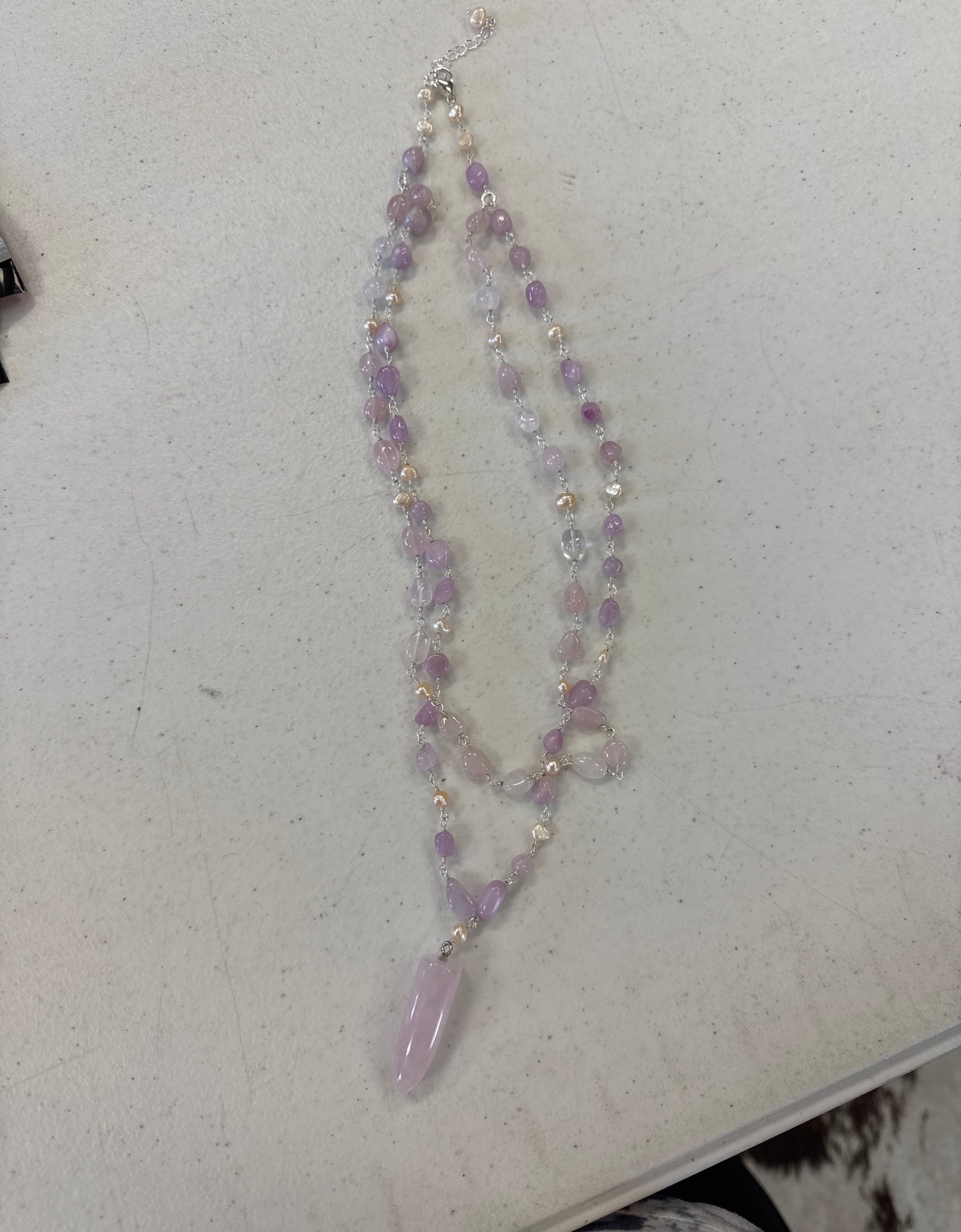 Pink quartz double strand