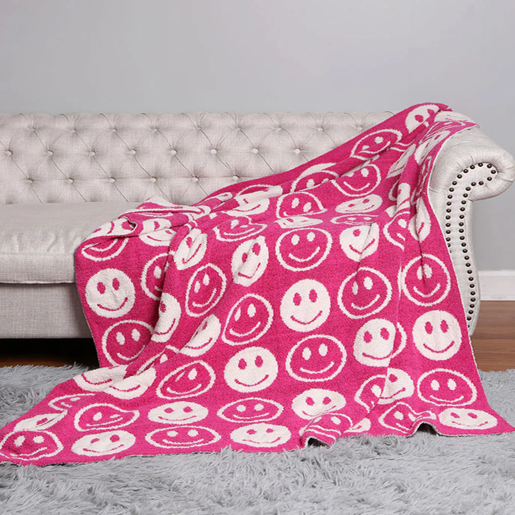 FC Happy Face Throw Blanket - Fuschia
