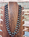 WE 3 strand jasper stone bead with copper metal chain necklace