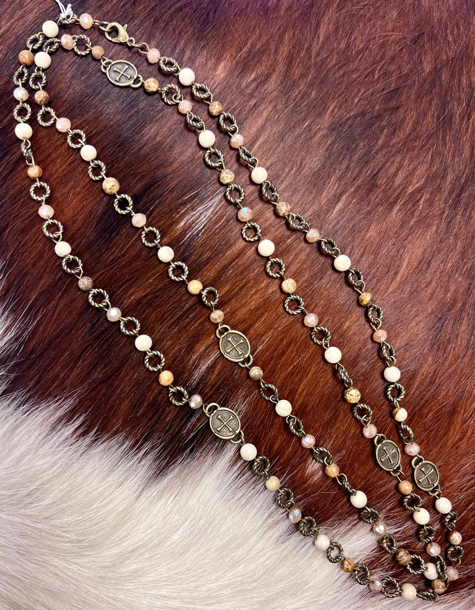 Rant & Rave beaded necklace with cross oval charms