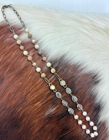 AC bead/cz charm necklace