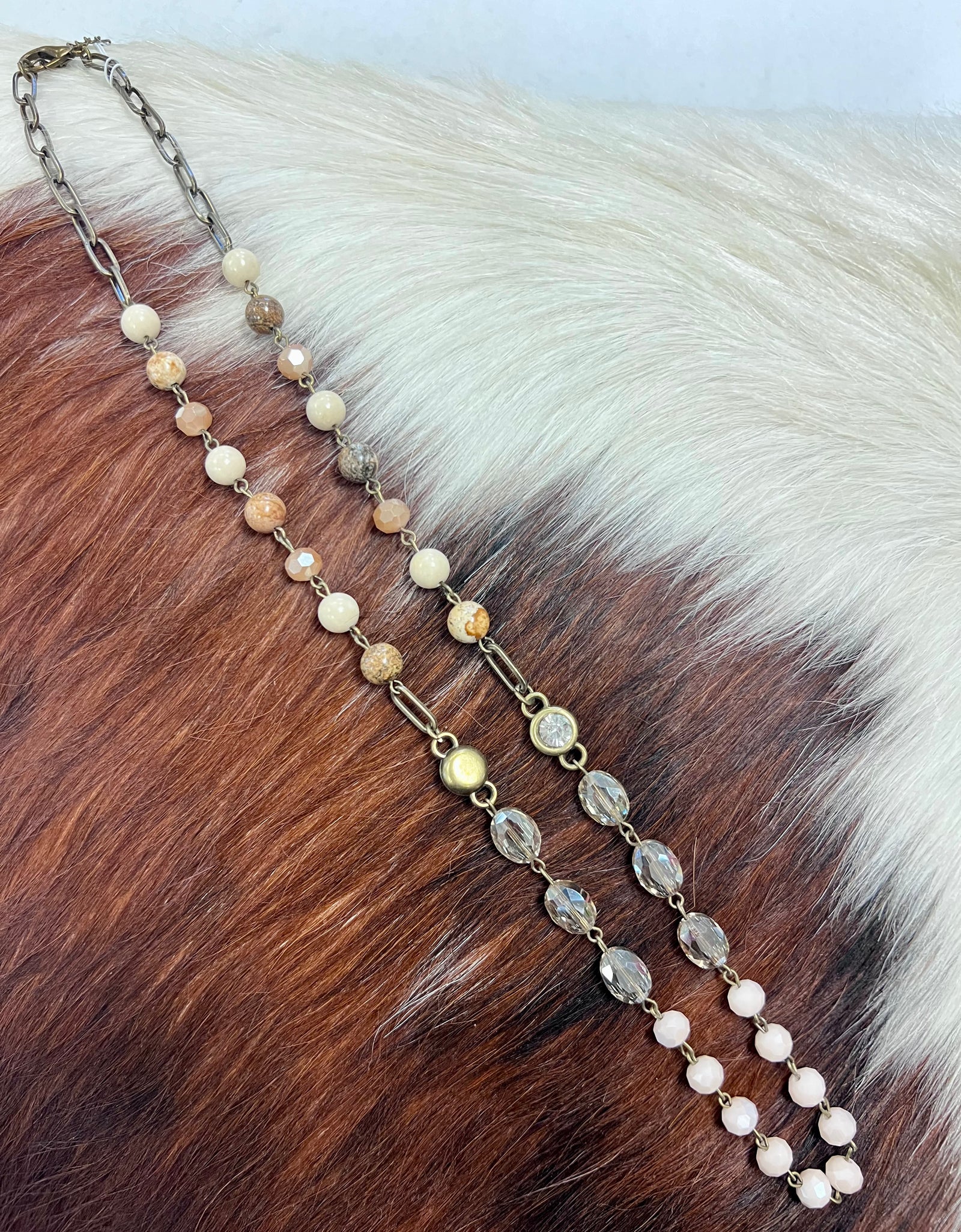 AC bead/cz charm necklace