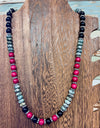 WE 19 inch gray jasper/multi color stone bead necklace