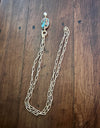 Rant & Rave paper clip link necklace with multi-colored stone