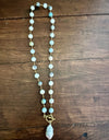 Amazonite beaded chain with toggle clasp and pearl pendant