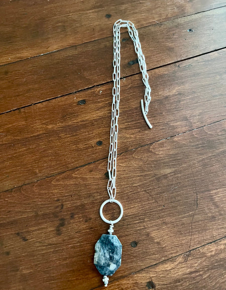 Rant & Rave gray stone pendant on link chain with toggle clasp