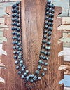 WE 3 strand jasper stone beads with gunmetal metal chain necklace