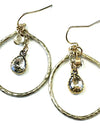 Hammered Loop Earrings w/Crystal Dangles