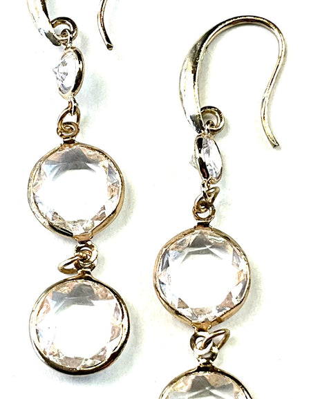 Chaneled Crystal Dangle Earrings