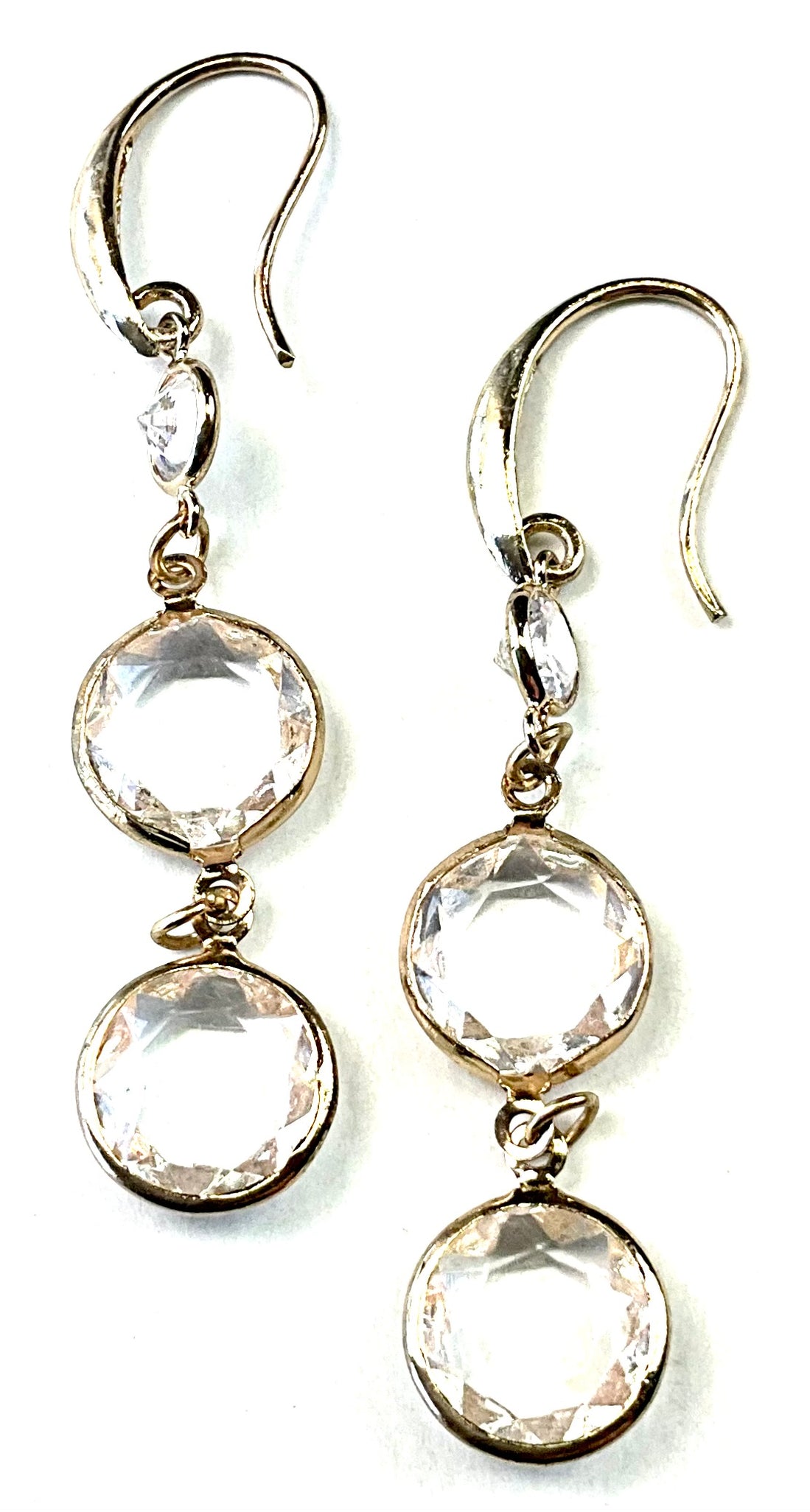 Chaneled Crystal Dangle Earrings