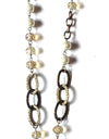 Necklace-LONG W/PEARL, CHAIN & CLUSTER DANGLE