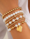 Pearl Chain Bead Heart Bracelet