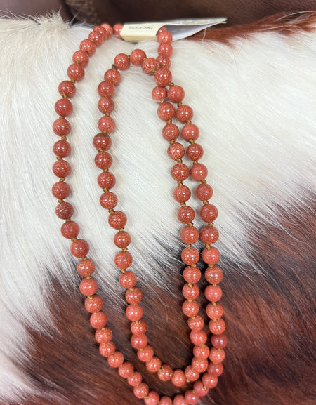 Red sandstone beaded necklace