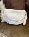 Nylon Checked Crossbody - Cream & White