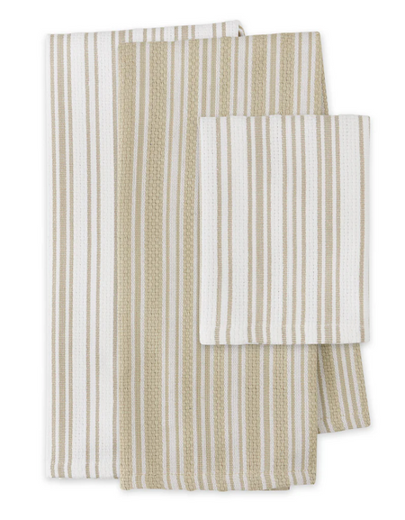 Feather Gray Classic Stripe Heavyweight Kitchen Set of 3