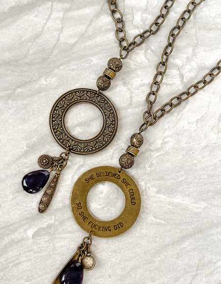 She Believed Necklace with Charm