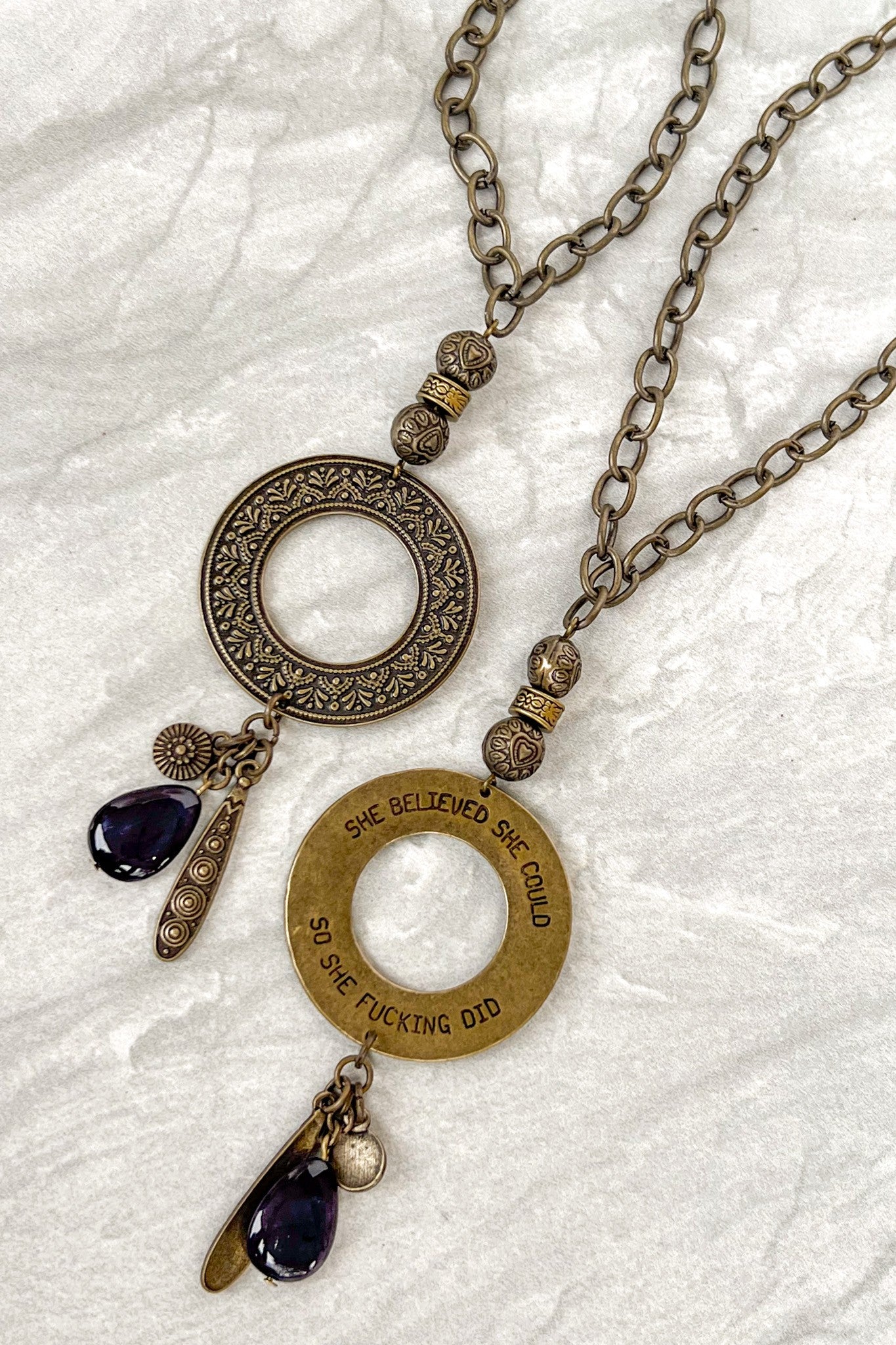 She Believed Necklace with Charm