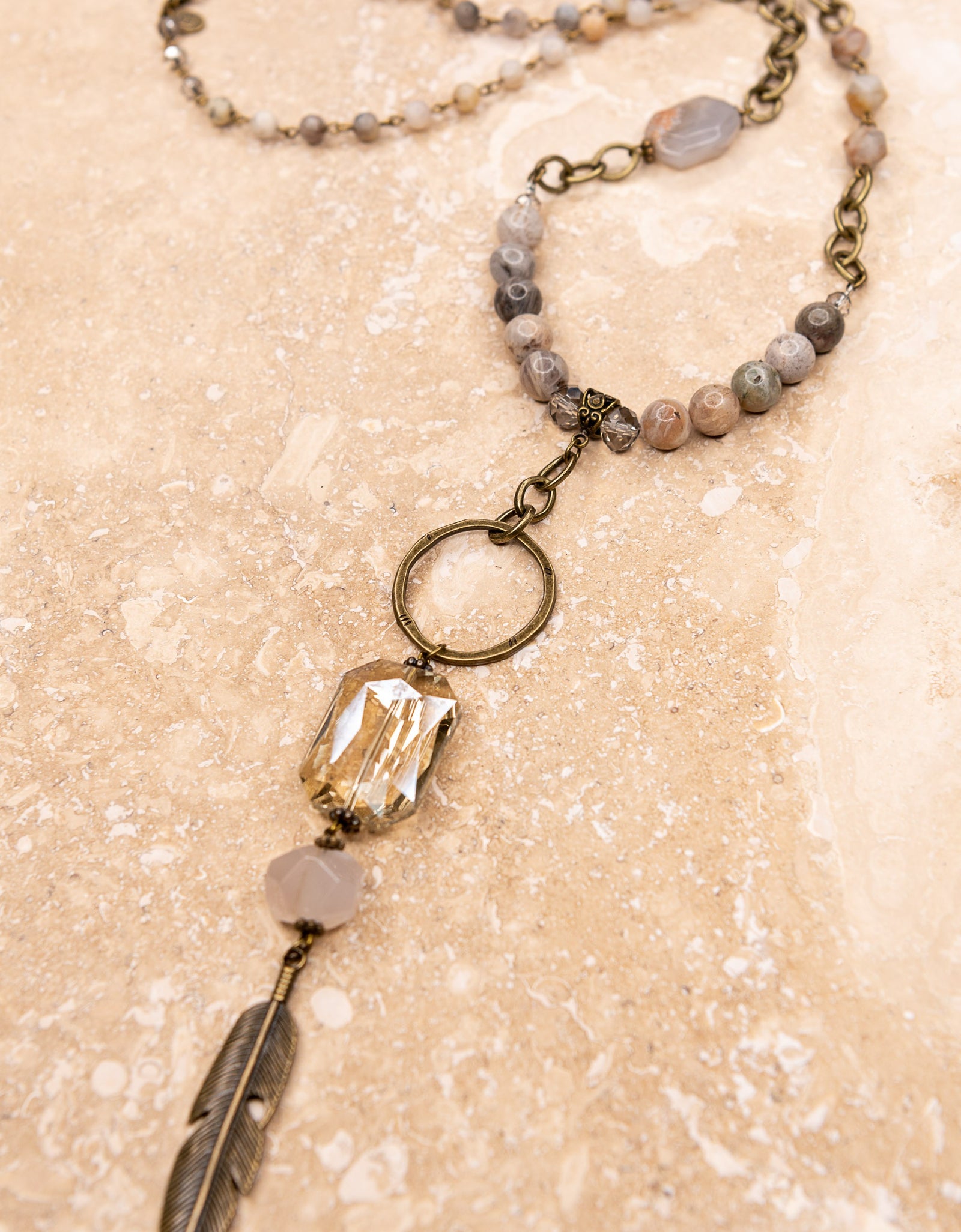 Raquel Necklace Bamboo Agate