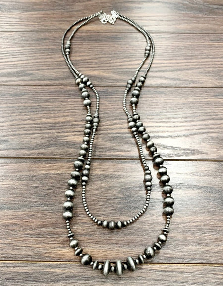 2-strand Navajo Bead Necklace 40 inch