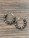 25mm Hoop, 6mm Dark Polish Navajo Earrings