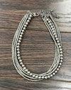 6-strand silver Navajo bead necklace - 4 mm