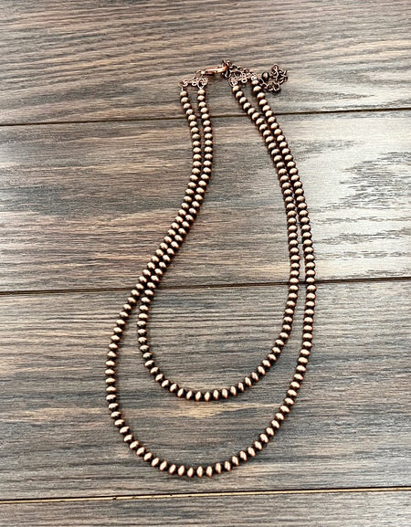 2-strand Copper Navajo Bead Necklace - 24 to 29