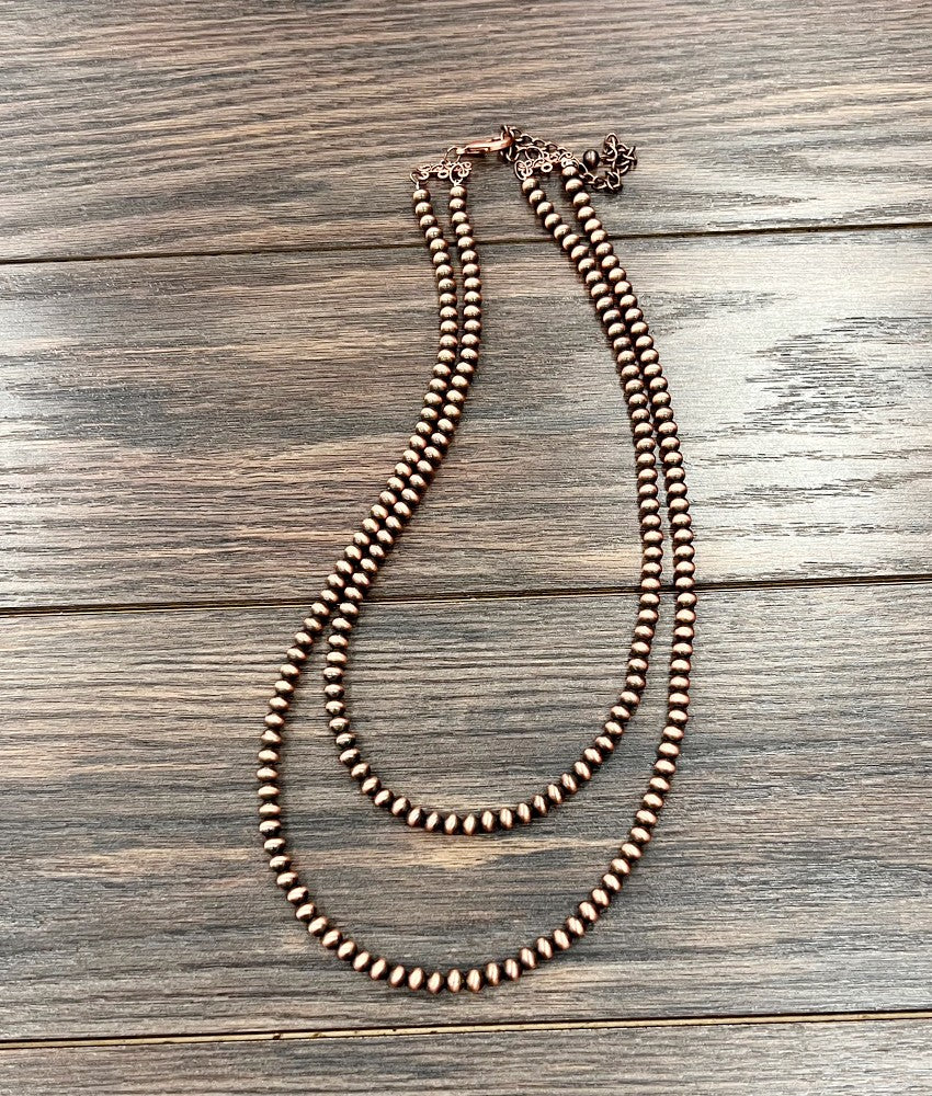 2-strand Copper Navajo Bead Necklace - 24 to 29