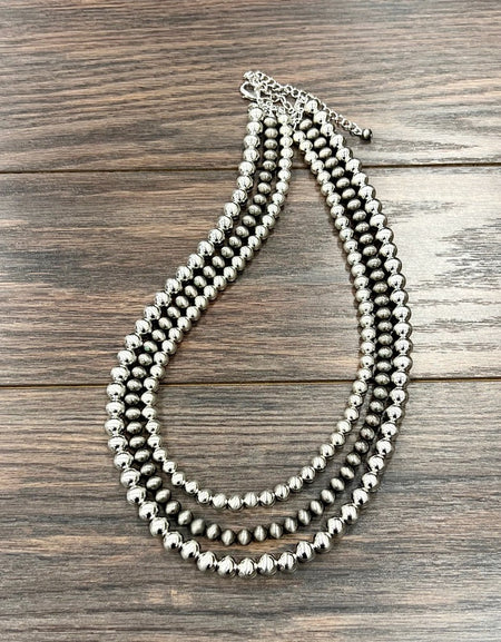 3 strand two-tone Navajo bead necklace