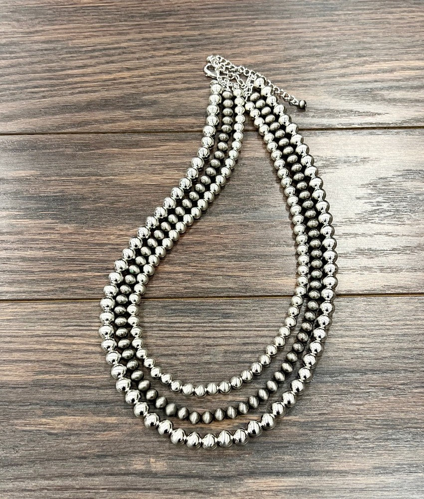 3 strand two-tone Navajo bead necklace