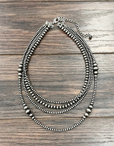 4-strand Navajo bead necklace 16-22 inch