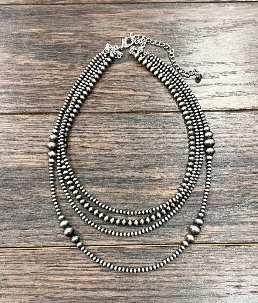 4-strand Navajo bead necklace 16-22 inch