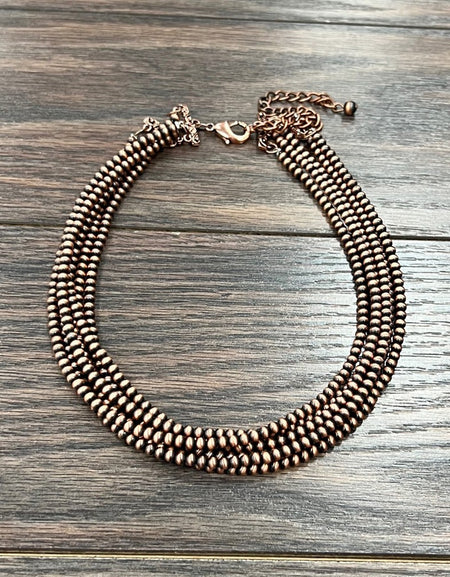 6-strand copper Navajo bead necklace 4 mm