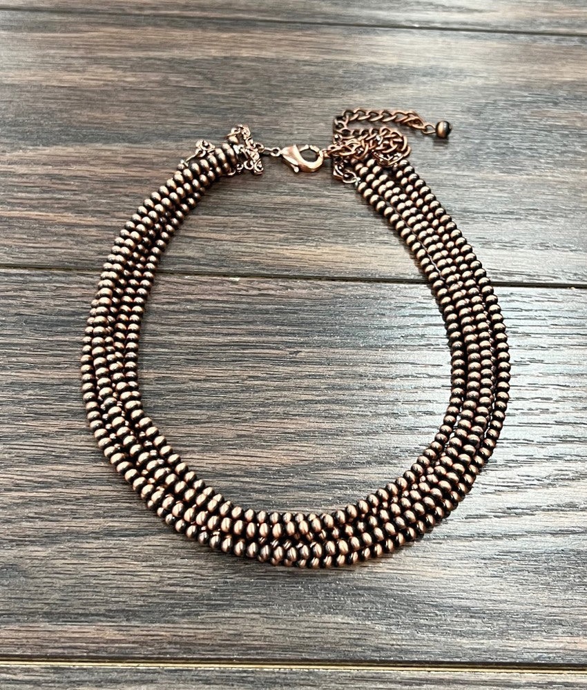 6-strand copper Navajo bead necklace 4 mm