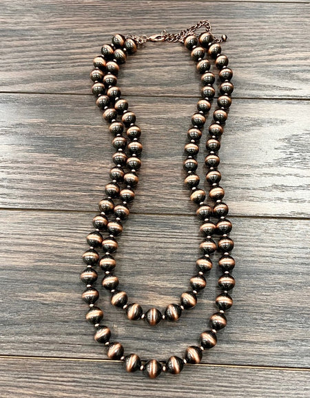 14 mm Copper Navajo Bead necklace - 30 inch