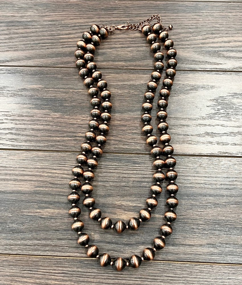 14 mm Copper Navajo Bead necklace - 30 inch