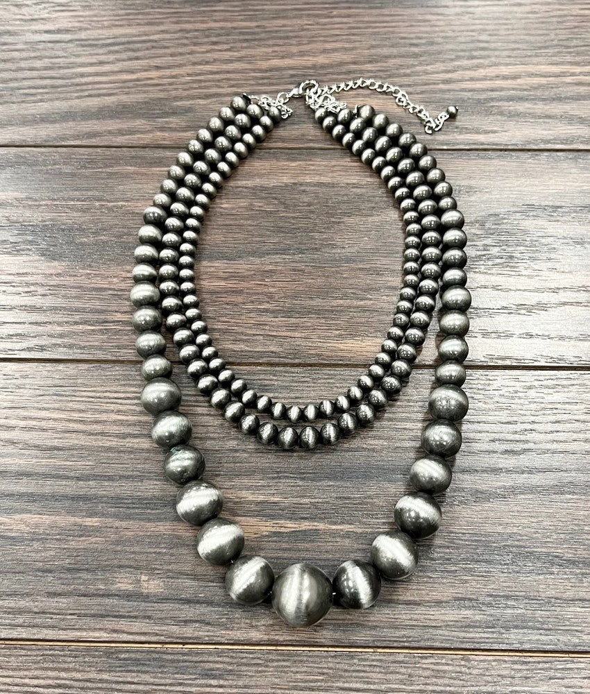 3-strand graduated Navajo bead necklace 24 inch
