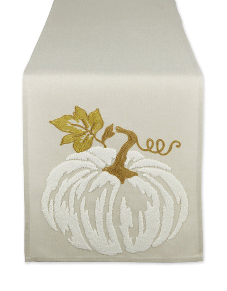 White Pumpkin Embroidered Table Runner - 14 X 70