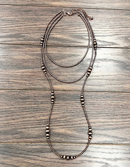 3-strand copper 36-41 inch necklace