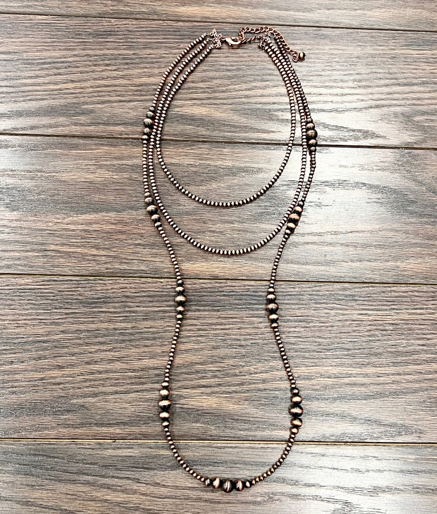 3-strand copper 36-41 inch necklace