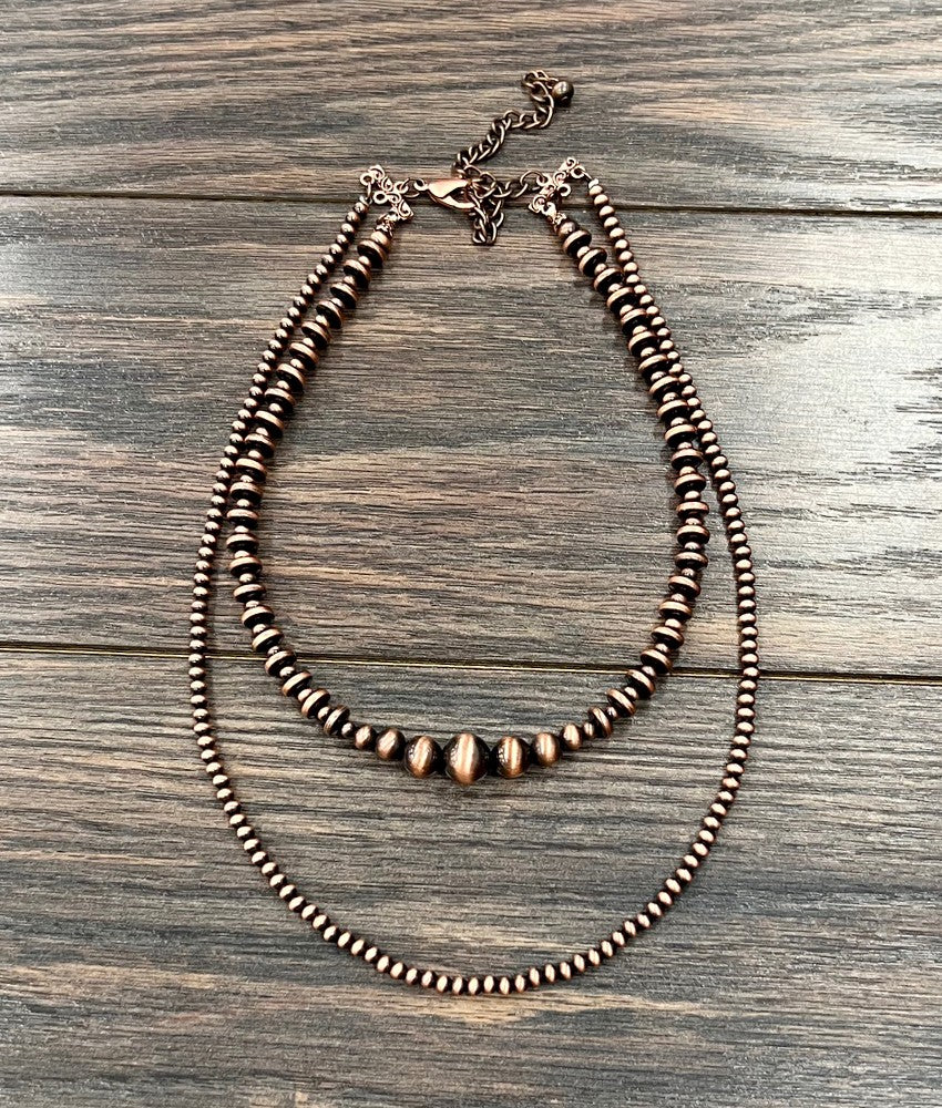 2-strand copper 20-25” long Navajo bead necklace