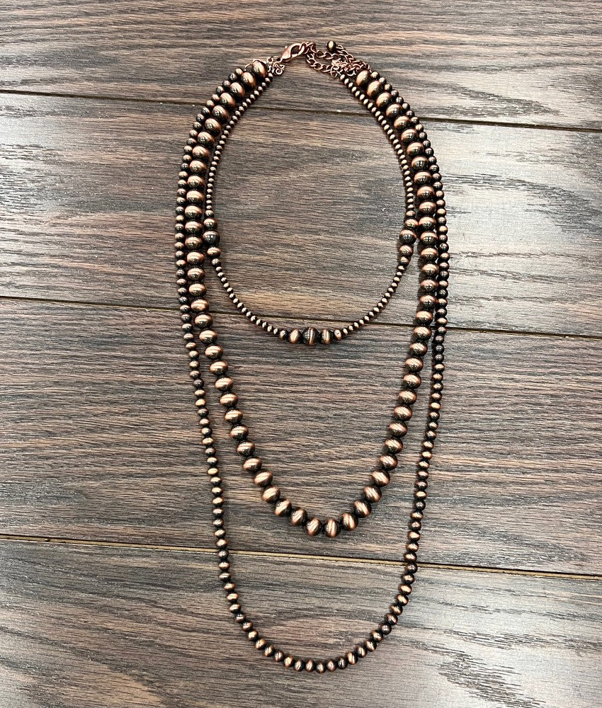 3-strand copper 16,24,30inch long necklace