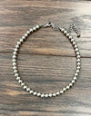 8 mm Silver Navajo Bead Necklace